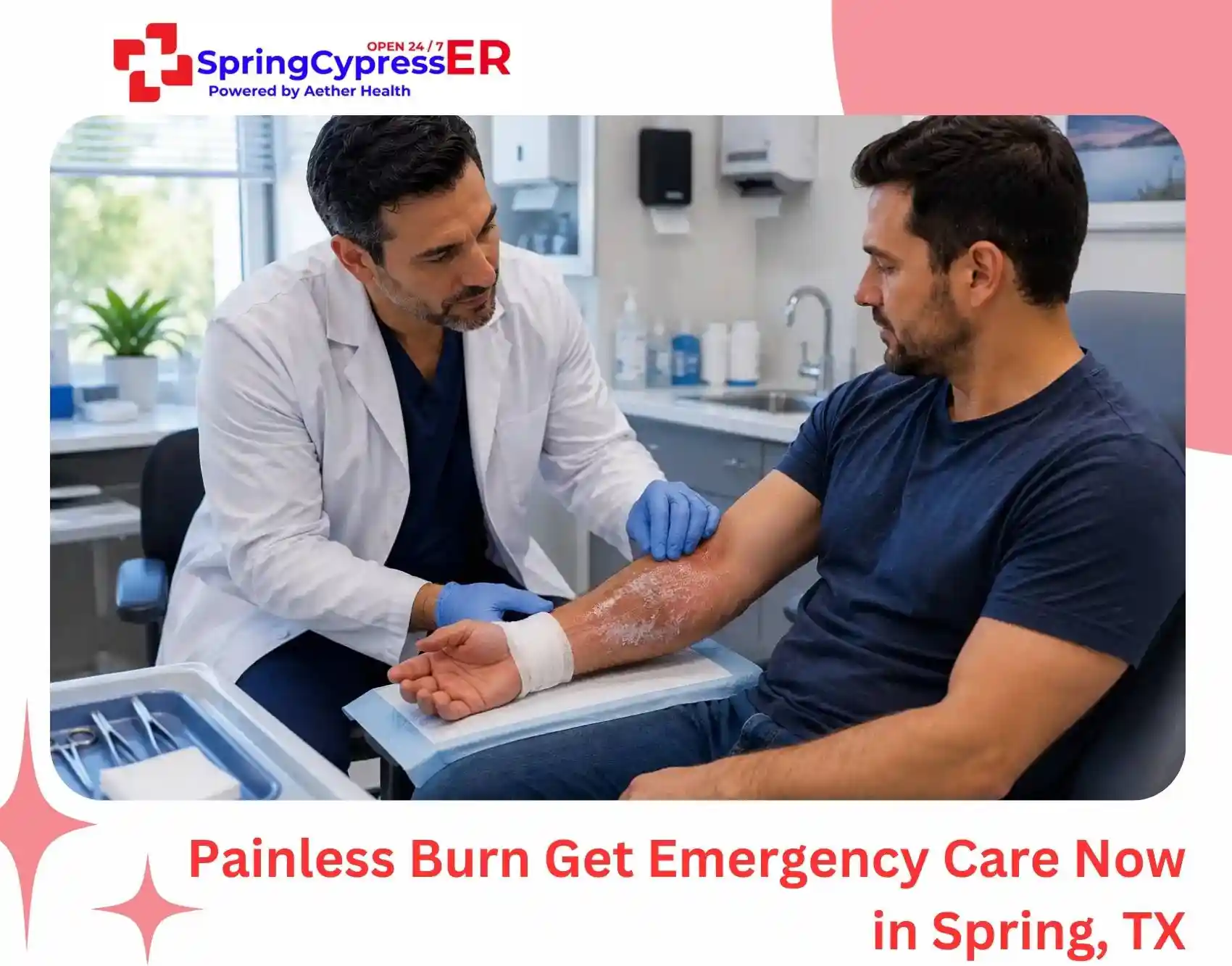 mergency burn evaluation Aether Health Spring Cypress ER